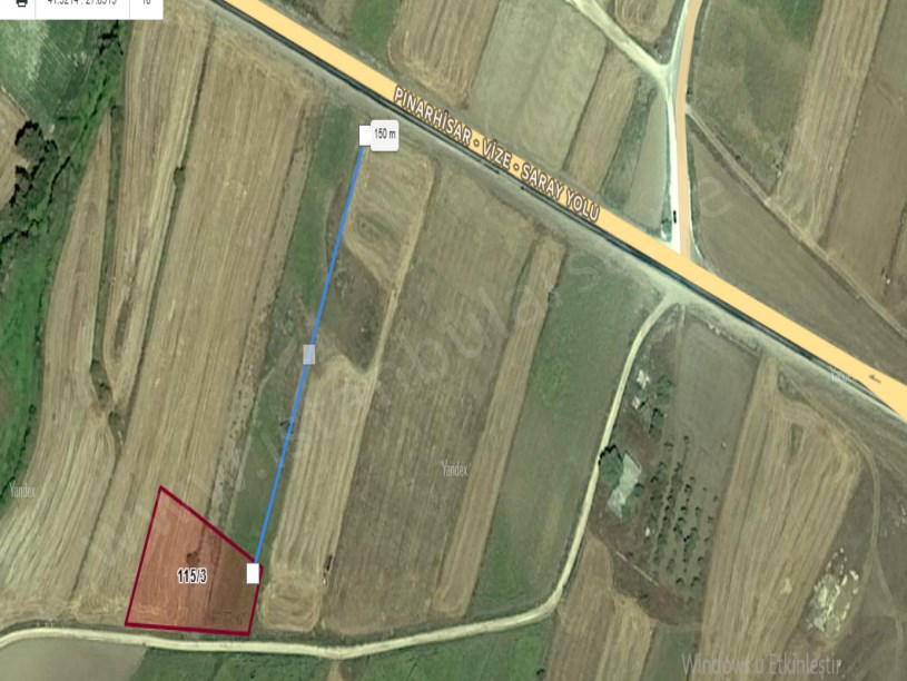 Kırklareli Vize Evrenlide Satılık Arsa , 134 M2 Hisseli Yola Cephe 