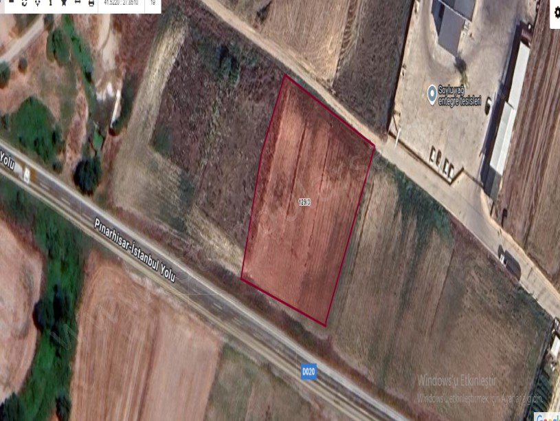 Kırklareli Vize Evrenlide Satılık Arsa , 188 M2 Cadde Cephe Hisseli 