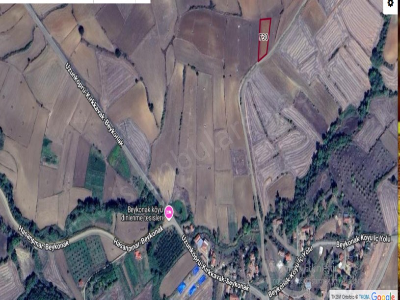 Edirne Uzunköprü Beykonak Köyünde Satılık Arsa , 214 M2 Yolu Var Hisseli 