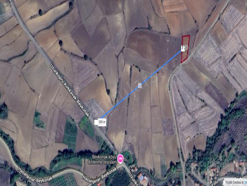 Edirne Uzunköprü Beykonak Köyünde Satılık Arsa , 214 M2 Yolu Var Hisseli 