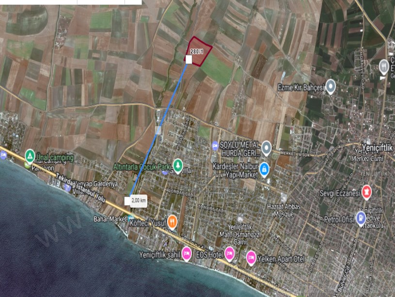 Tekirdağ Marmaraereğli Çeşmeli Mah Satılık Arsa , 234 M2 Hisseli Yolu Var Denize Yakın