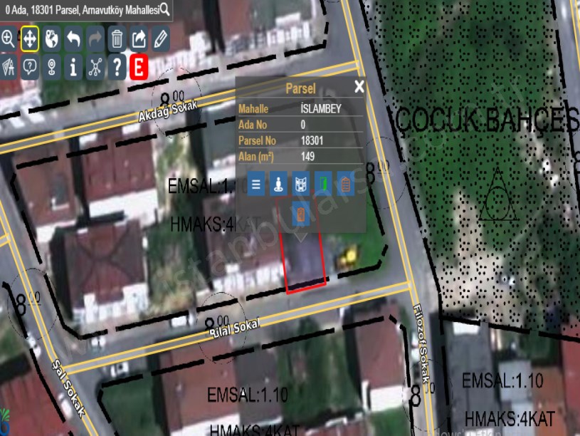 Arnavutköy İslambeyde Satılık Arsa ,149 m2 Müstakil 4 Kat İmarlı  Merkezde 