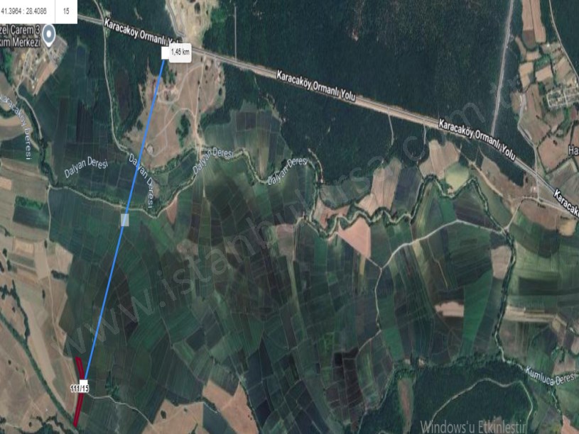 Çatalca Ormanlı Satılık Arsa , 375 M2 Çaplı Yolu Var Evlerin Yakını 