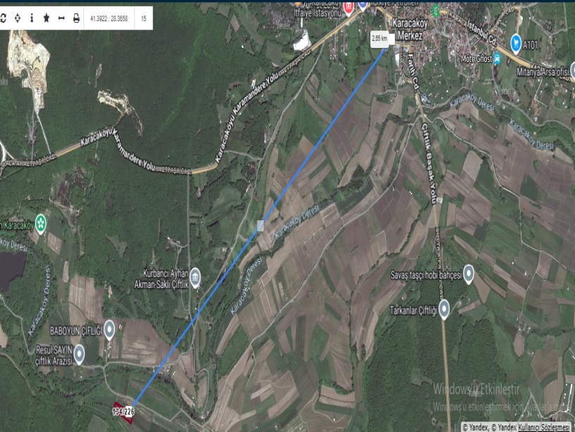 Çatalca Karacaköyde Satılık Arsa , 560 M2 Yolu Var Hisseli 