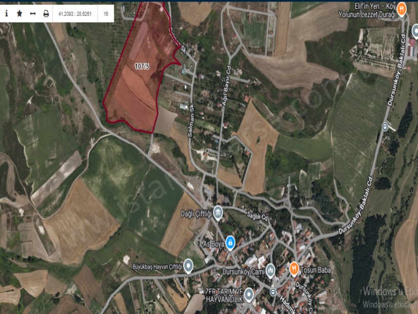 Arnavutköy Dursunköyde Satılık Arsa  , 483 M2 Hisseli Caddeye Yakın 