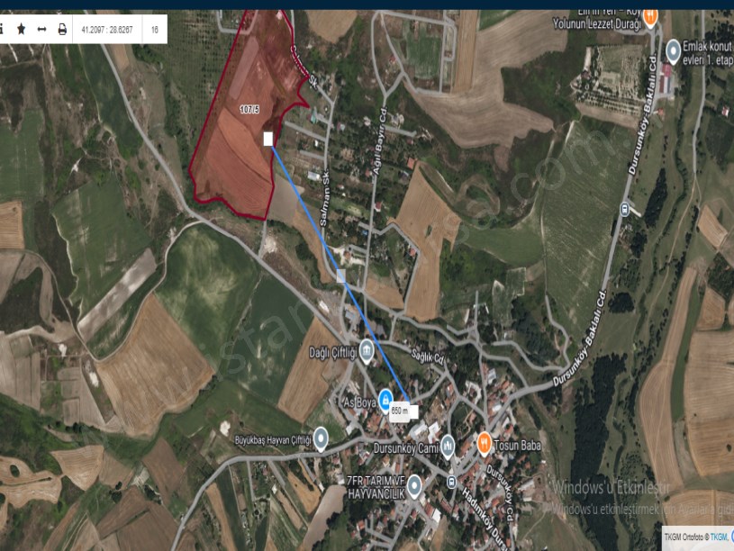 Arnavutköy Dursunköyde Satılık Arsa  , 483 M2 Hisseli Caddeye Yakın 