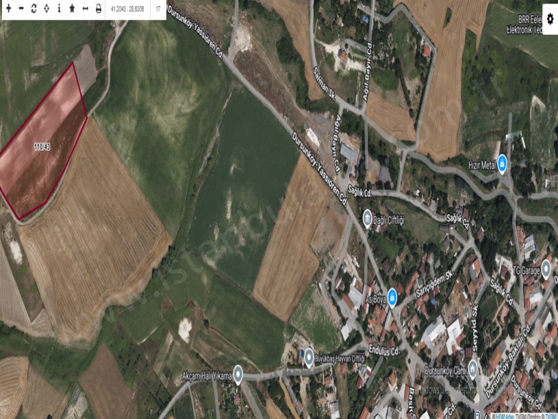 Arnavutköy Dursunköyde Satılık Arsa  , 2,100 m2 Hisseli Yolu Var Evlerin Yakını