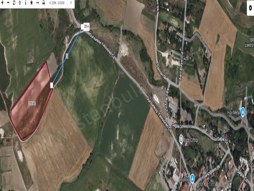 Arnavutköy Dursunköyde Satılık Arsa  , 2,100 m2 Hisseli Yolu Var Evlerin Yakını