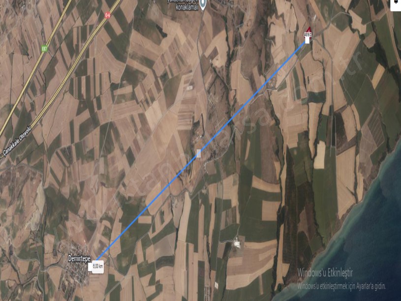 Çanakkale Gelibolu Demirtepe Köyü Satılık Tarla , 14,850 m2 Müstakil  Yolu Var