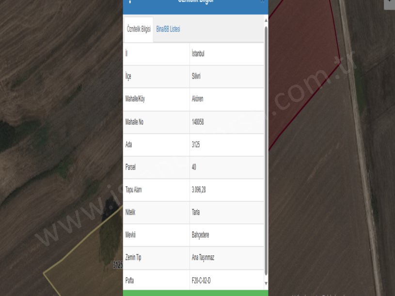 Silivri Akörende Satılık Tarla  , 8,615 m2 Müstakil Yolu Var 