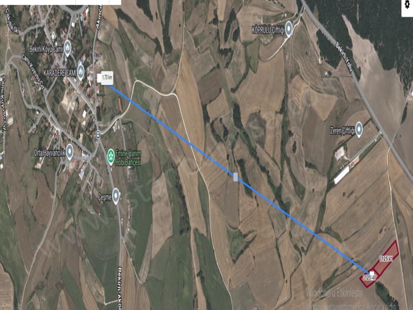 Silivri Akörende Satılık Tarla  , 8,615 m2 Müstakil Yolu Var 