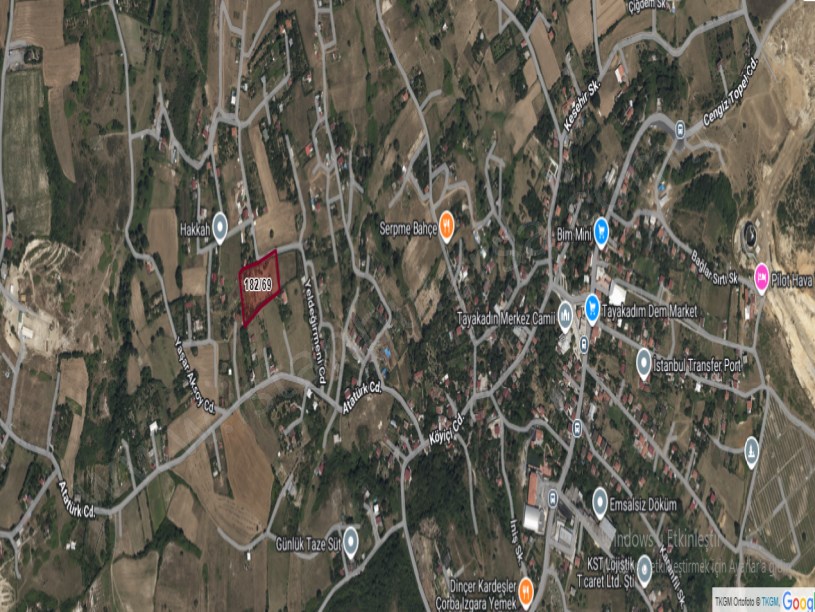 Arnavutköy Tayakadın Satılık Tarla , 7,250 m2 Müstakil Merkezde İmarlı İçinde Meyve Ağaçları Var 