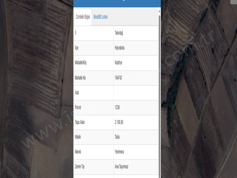 Tekirdağ Hayrabolu Kadriye Mah Satılık Tarla  , 2,100 m2 Tek Tapu Yolu Var 