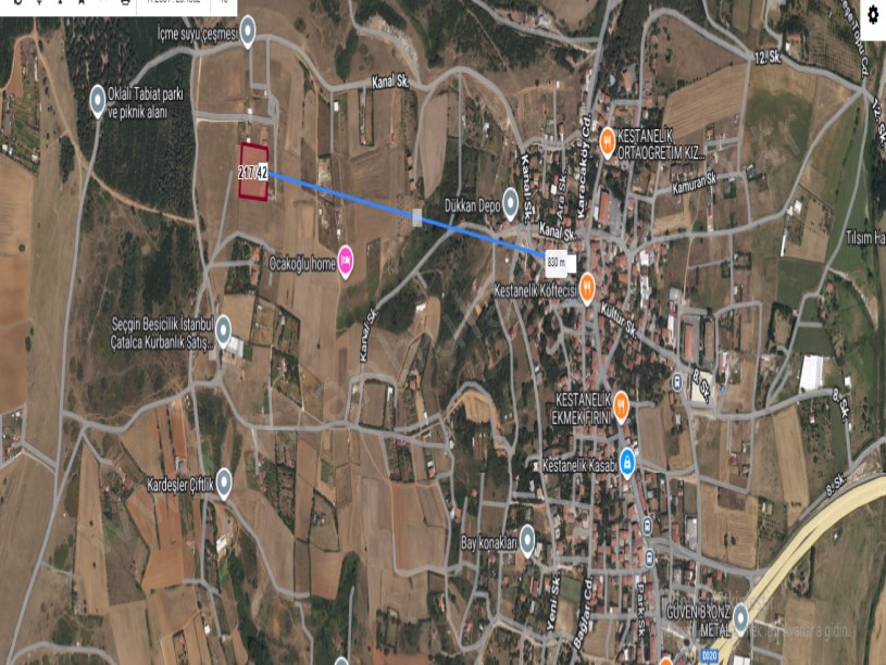 Çatalca Kestanelikte Satılık Arsa  , 5,060 M2 Müstakil Yolu Var Meraya Cephe 