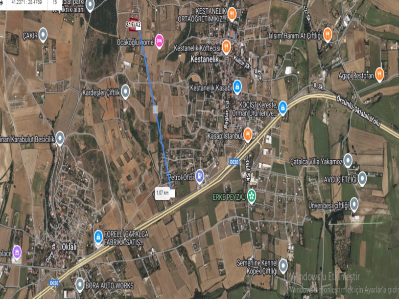 Çatalca Kestanelikte Satılık Arsa  , 5,060 M2 Müstakil Yolu Var Meraya Cephe 