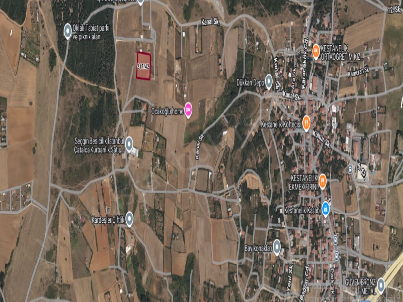 Çatalca Kestanelikte Satılık Arsa  , 5,060 M2 Müstakil Yolu Var Meraya Cephe 