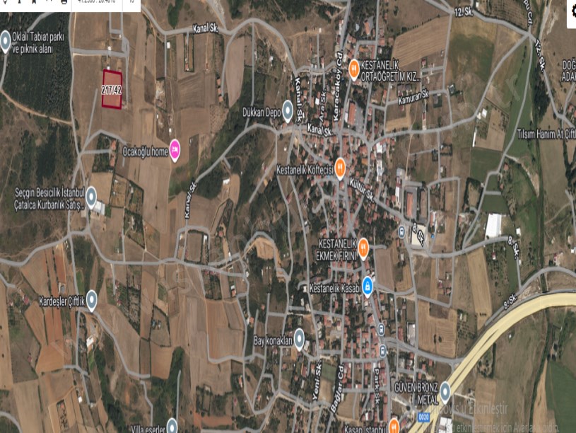 Çatalca Kestanelikte Satılık Arsa  , 5,060 M2 Müstakil Yolu Var Meraya Cephe 