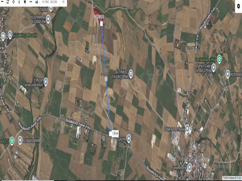 Silivri Fenerköyde Satılık Arsa , 6,590 M2 Yolu Var Hisseli