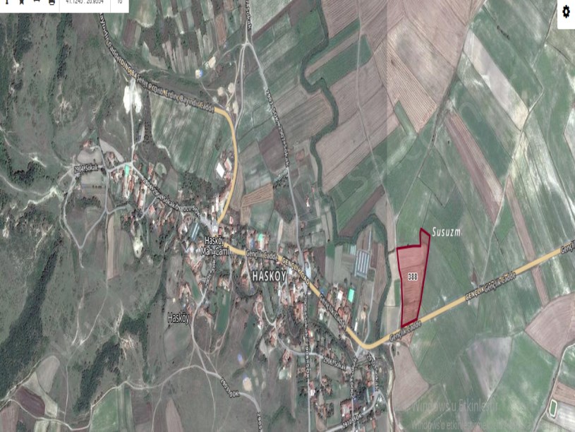 Tekirdağ Hayrabolu Hasköy Satılık Arsa , 1,530 m2 Cadde Cephe Çaplı Köy Dibi 