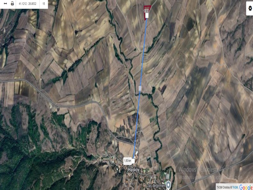 Tekirdağ Hayrabolu Hasköy Satılık Arsa , 355 M2 Yolu Var Çaplı 