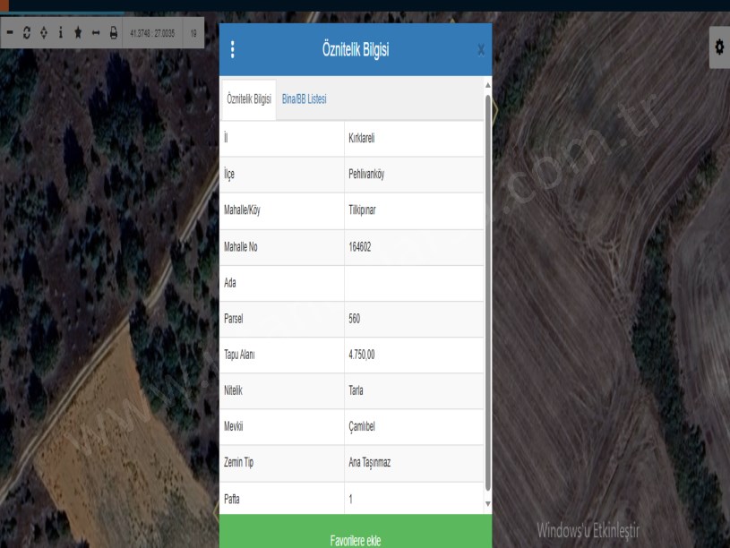 Kırklareli Pehlivanköy Yeşilpınar Köyü  , 4,750 m2 Müstakil