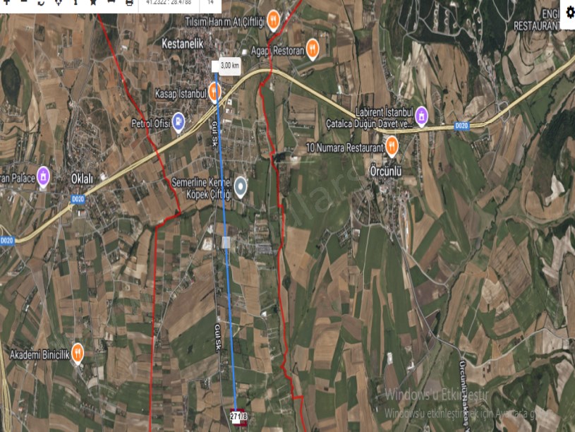 Çatalca Kestanelikte Satılık Arsa  , 1,250 M2 Çaplı Çevrili Yolu Var 
