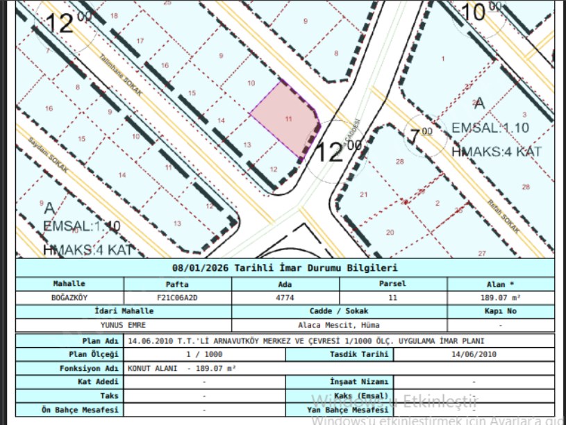 Arnavutköy Boğazköyde Satılık Arsa , 189 M2 Cadde Cephe Köşe Başı  Müstakil