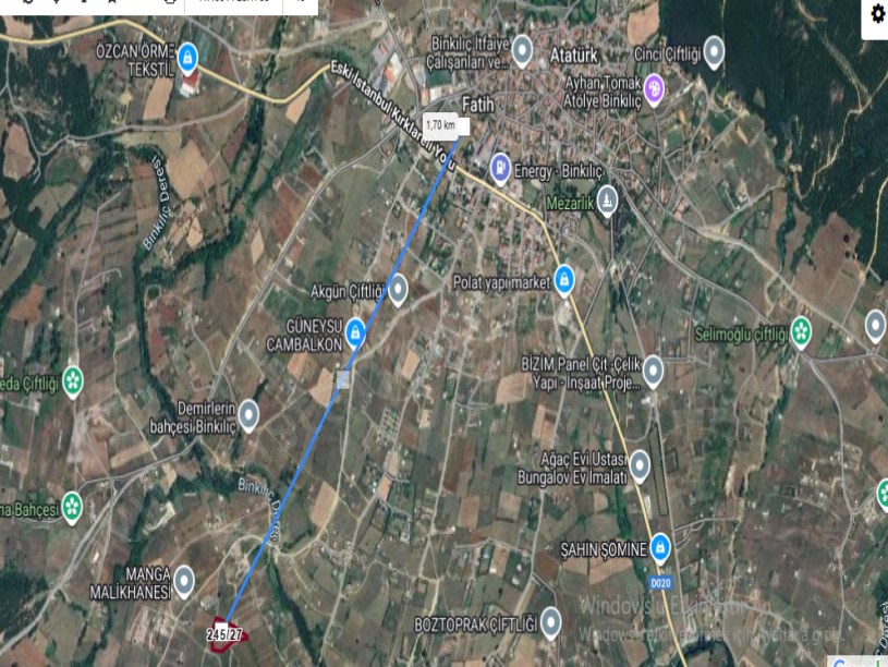 Çatalca Binkılıçta Satılık Arsa , 305 M2 Hisseli Çaplı Yolu Var 