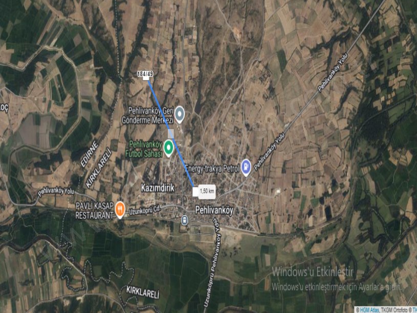 Kırklareli Pehlivanköy Kazımdirik Mah Satılık Arsa , 366 m2 Çaplı Yolu var 