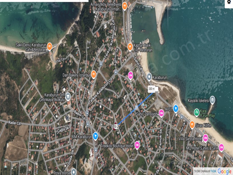 Arnavutköy Karaburunda Satılık Arsa , 626 M2 Köşe Başı Merkezde 