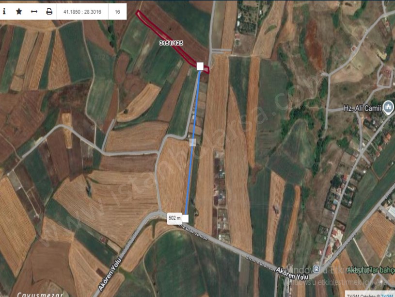 Silivri Akörende Satılık Arsa  , 401 M2 Çaplı Yolu Var 