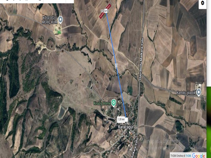 Tekirdağ Malkara Karacagür Mah , Satılık Tarla , 6,271 M2 Tek Tapu  Yolu Var 