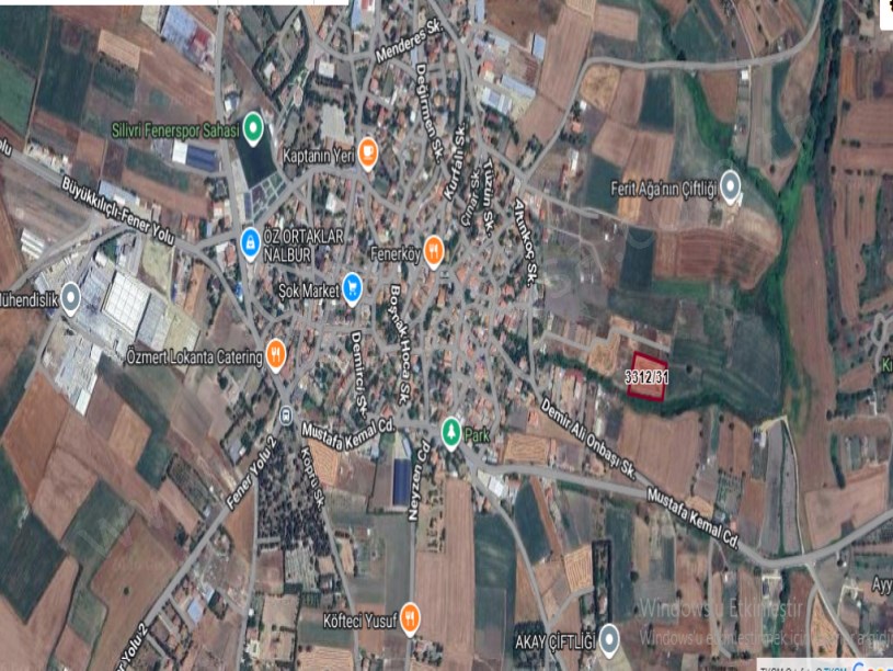 Silivri Fenerköyde Satılık Tarla , 3,600 m2 Müstakil İmara Yakın Yolu Var 