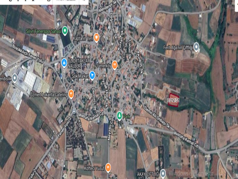 Silivri Fenerköyde Satılık Tarla , 3,600 m2 Müstakil İmara Yakın Yolu Var 