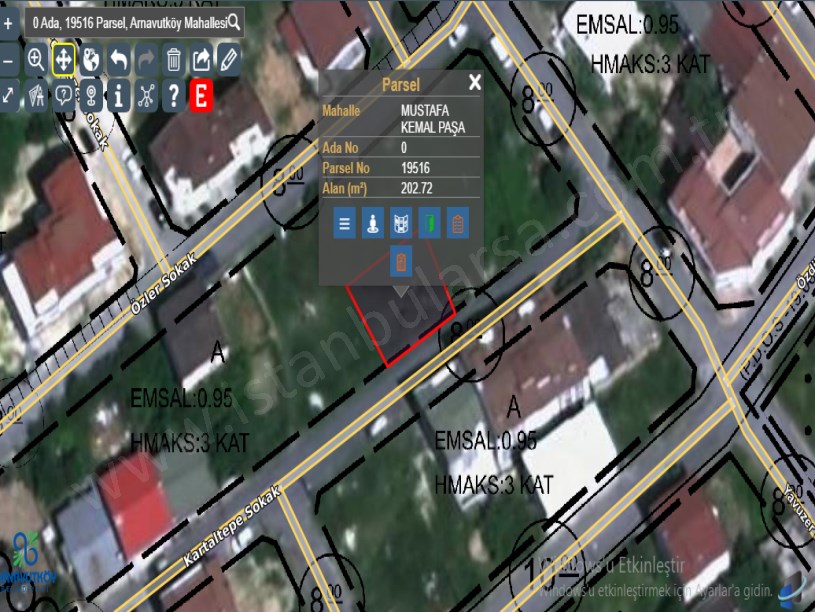 Arnavutköy Mustafa Kemalpaşa Mah Satılık Arsa , 203 m2  3 Kat  İmarlı Müstakil Merkezde 