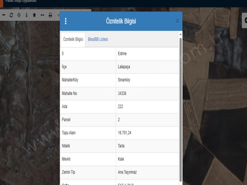Edirne Lalapaşa Sinanköy Köyü Satılık Tarla , 16,700 m2 Yolu Var Müstakil 