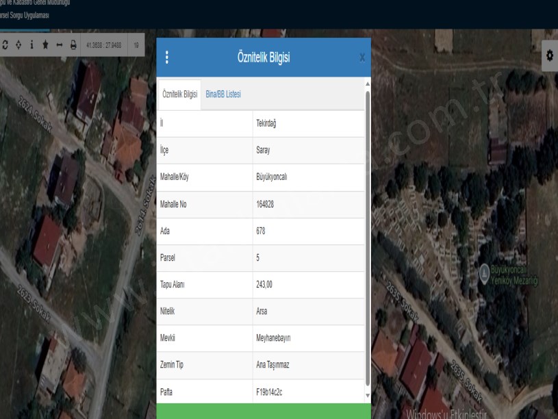 Tekirdağ Saray Büyükyoncalı Mah Satılık Arsa , 243 M2 Merkezde Müstakil