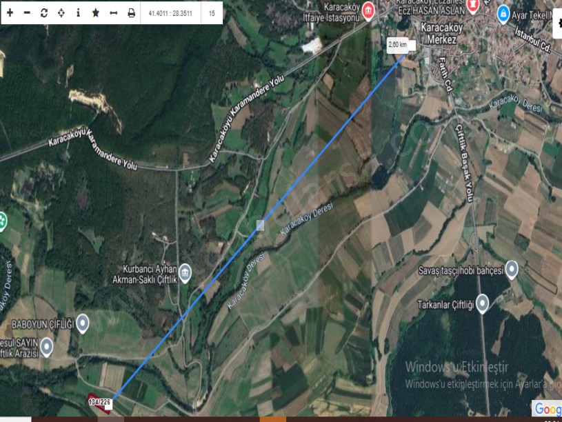 Çatalca Karacaköyde Satılık Arsa , 560 M2 Yolu Var