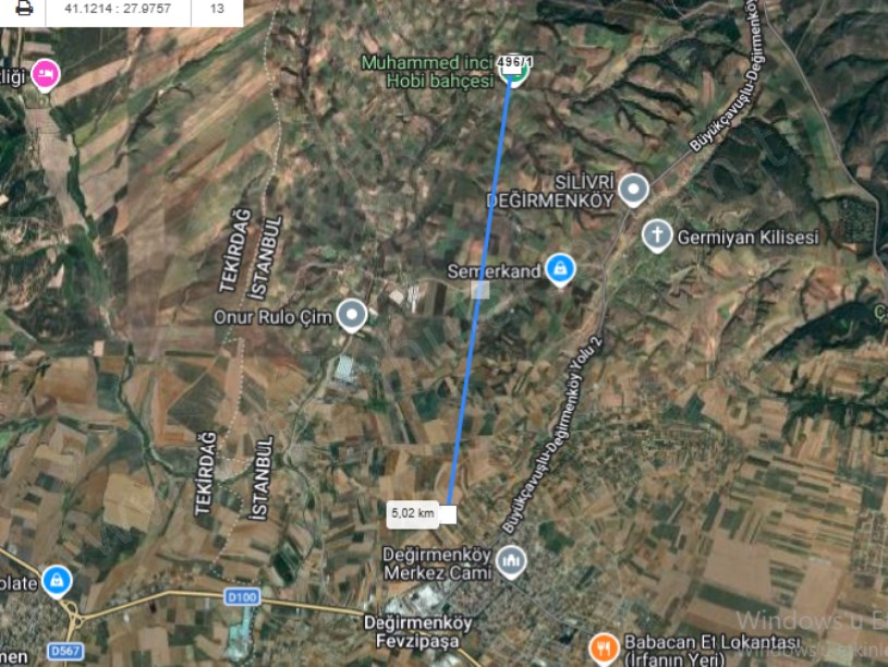 Silivri Değirmenköyde Satılık Arsa , 235 M2 Hisseli Yolu Var 