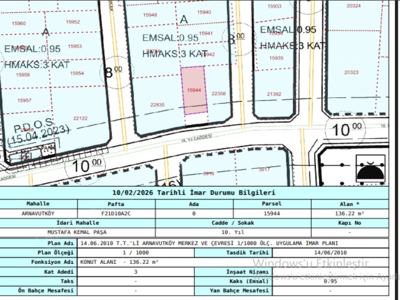 Arnavutköy Mustafa Kemalpaşa Mah Satılık Arsa , 136 m2 Merkezde 3 Kat İmarlı 