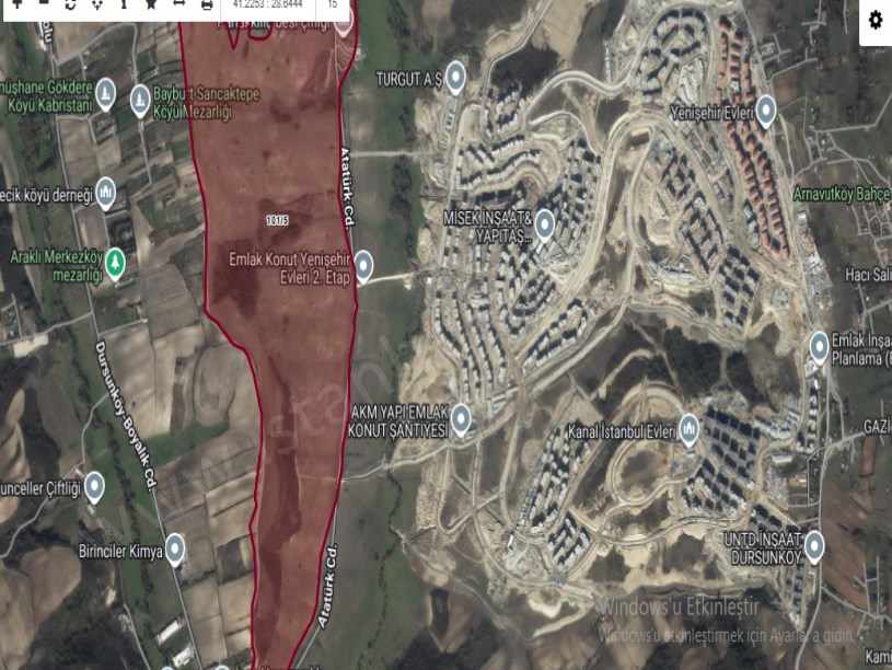Arnavutköy Dursunköyde Satılık Arsa  , 225 M2 Yolu Var Hisseli