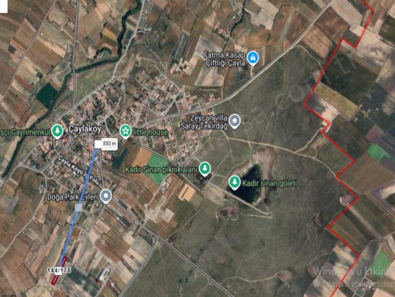 Tekirdağ Saray Çaylada Satılık Arsa , 843 m2 Yolu Var Evlerin Yakını 