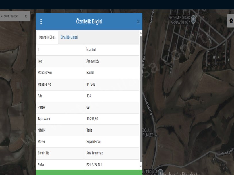 Arnavutköy Baklalıda Satılık Tarla , 10,256 M2 Müstakil Yolu Var