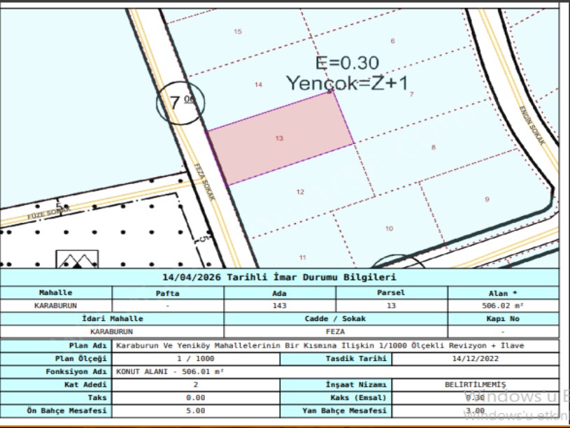 Arnavutköy Karaburunda Satılık Arsa , 506 M2 Müstakil İmarlı İfrazlı 