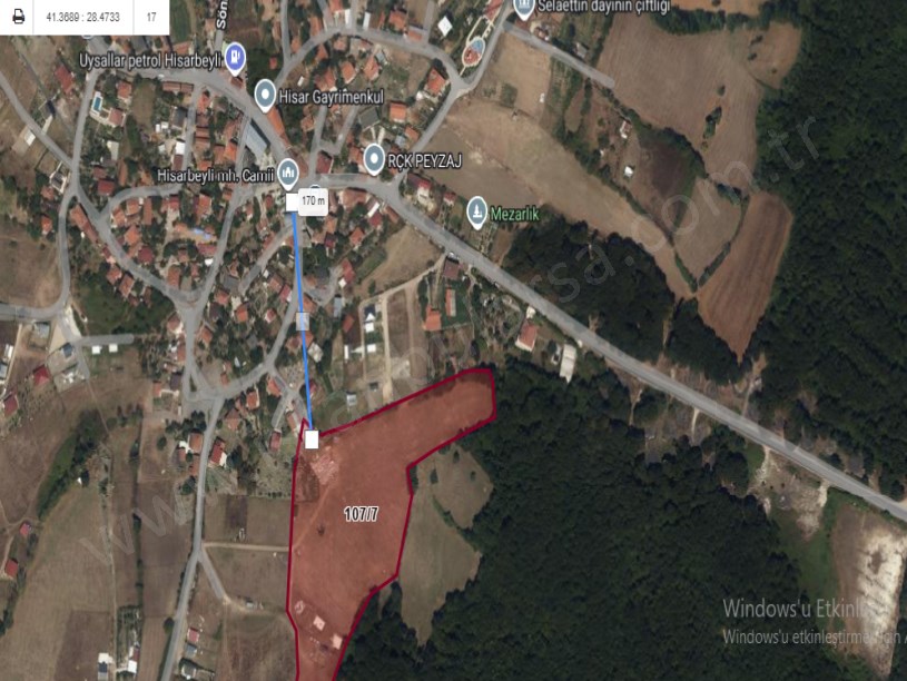 Çatalca Hisarbeylide Satılık Arsa , 288 m2 Köy İçi Hisseli Yolu Var 