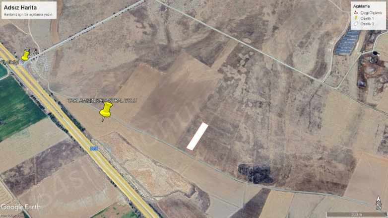 Konya Karaman Yolu Araç Takasına Uygun Satılık Tarla 2861M2 Mustakil Çumra Erentepe Mah
