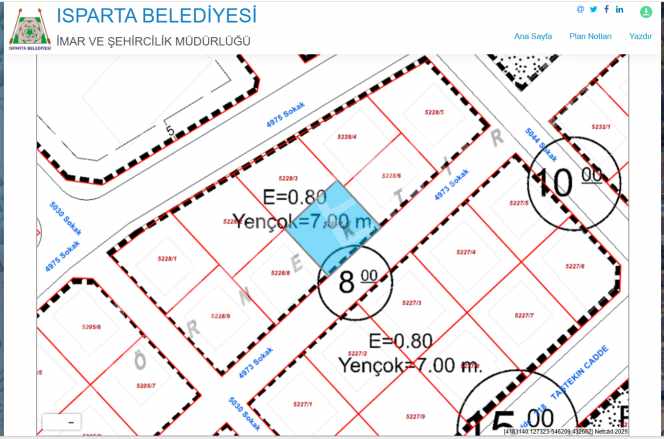 Isparta Merkez Satılık Arsa imarlı Yola Sıfır 217 M2 Dere Mah
