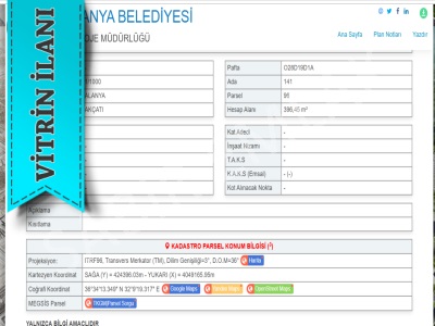 Alanya Akçatı Satılık Tarla 396 M2 Yola Sıfır Mah