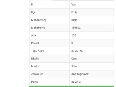 Satılık Arsa 660M2 Van Erciş Yeşilova Mah