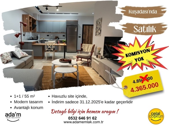 İkiçeşmelik Mah. Kuşadası Satılık Daire |  1+1 Oda | 55M2 4.365.000Tl | 2. Kat | Yerden Isıtma | 1 Banyo | 1 Yatak Odası Resim-1